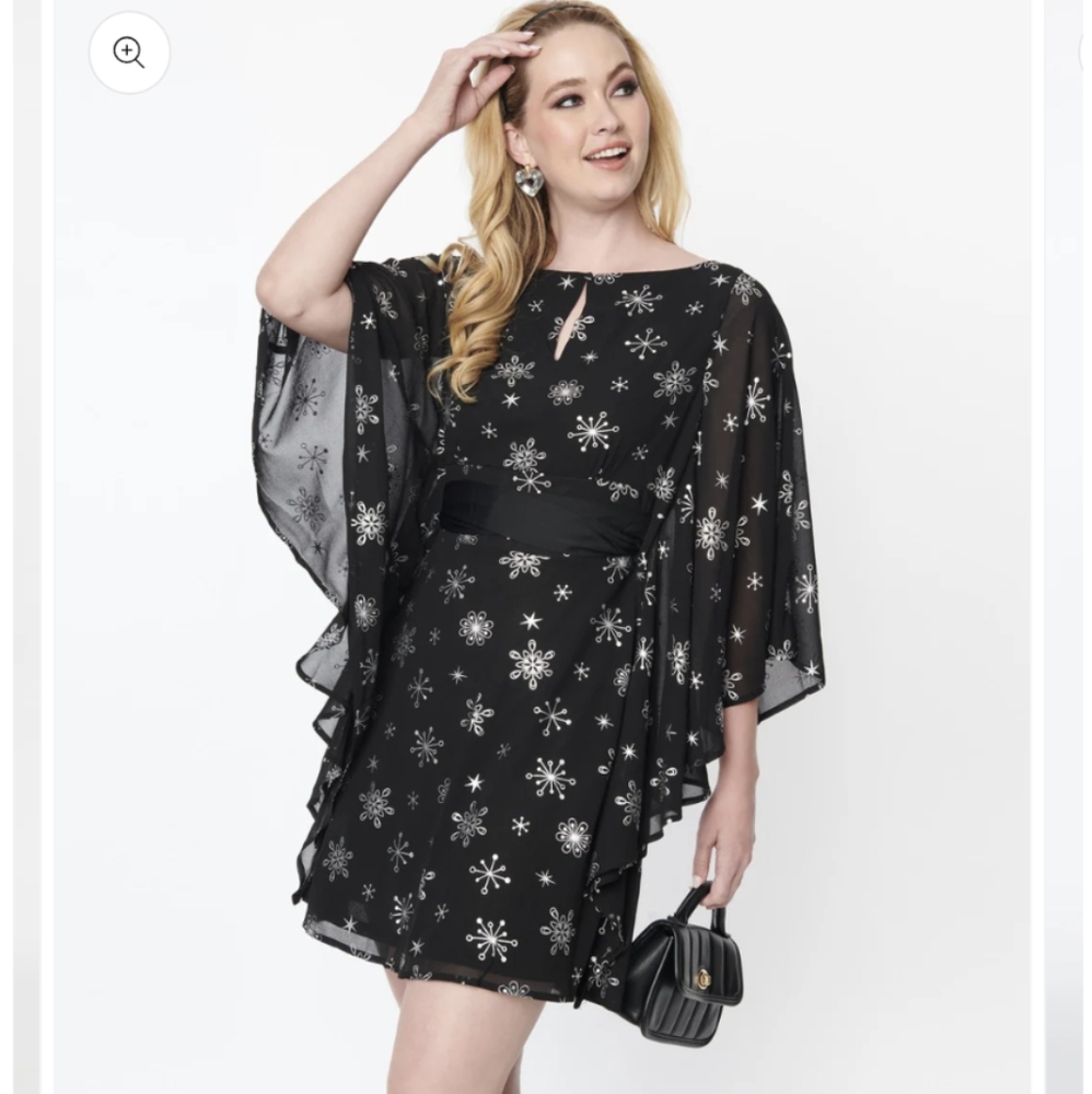 Unique vintage silver snowflake caftan dress